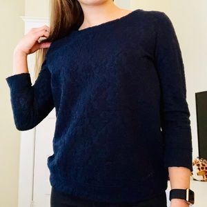 Loft Navy Blue Quarter Length Top
